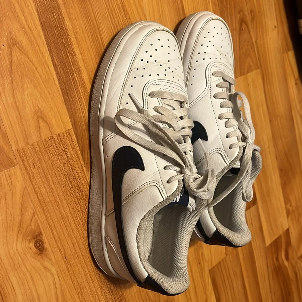 White with Black Men's Nike Court Vision Sneakers, size 7.5. - Picture 2 of 6